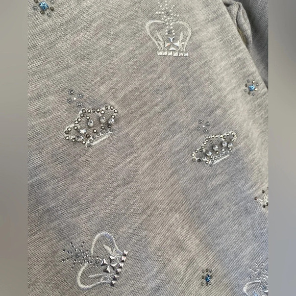 NWT, Talbots, 100% Merino Wool Crown Embellished Crew Sweater, Gray, Grey - Picture 2 of 9